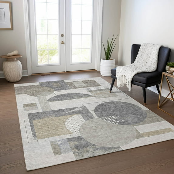 Addison Rugs Chantille Indoor/Outdoor Transitional Geometric Beige Washable Rectangle Rug, 10' x 14'