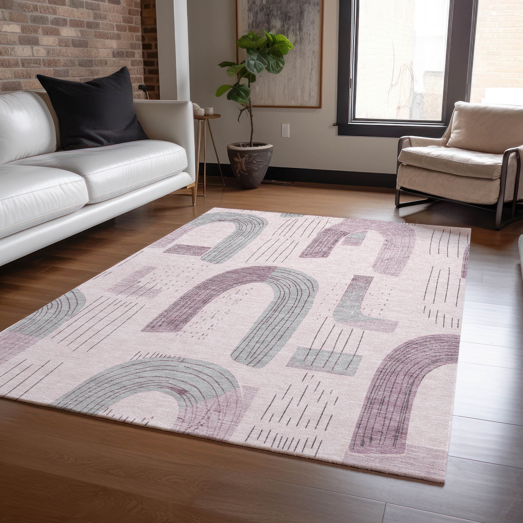 Addison Rugs Chantille ACN1698 Pink 3' x 5' Indoor/Outdoor, Machine