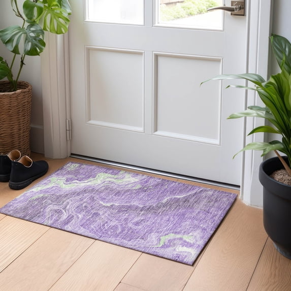 Addison Rugs Chantille Indoor/Outdoor Transitional Abstract Purple Washable Rectangle Rug, 1'8" x 2'6"