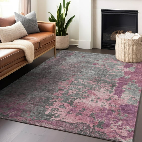 Addison Rugs Chantille Indoor/Outdoor Transitional Abstract Blush Washable Rectangle Rug, 5' x 7'6"