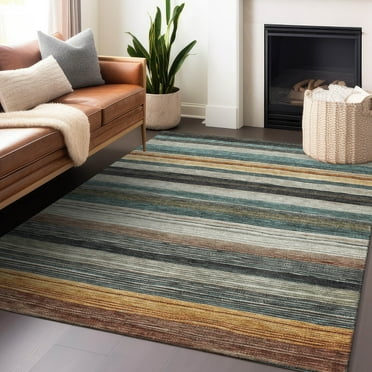 Addison Rugs Chantille Indoor/Outdoor Transitional Stripes Beige Washable Rectangle Rug, 10' x 14'