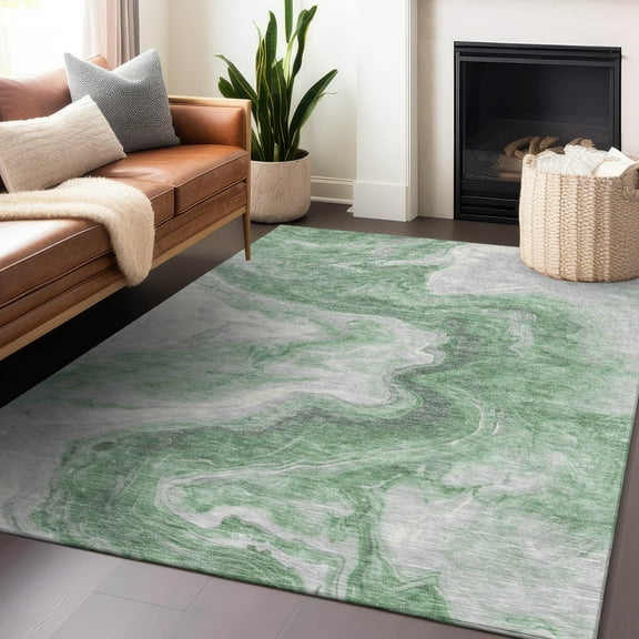 Addison Rugs Chantille Indoor/Outdoor Transitional Abstract Green Washable Rectangle Rug, 10' x 14'