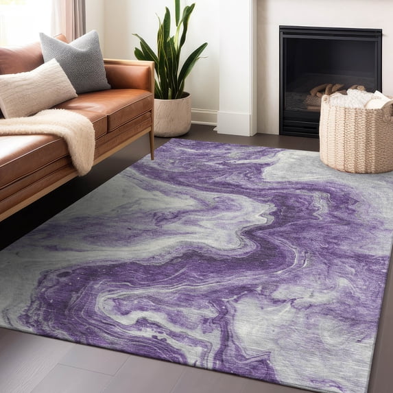 Addison Rugs Chantille Indoor/Outdoor Transitional Abstract Purple Washable Rectangle Rug, 10' x 14'