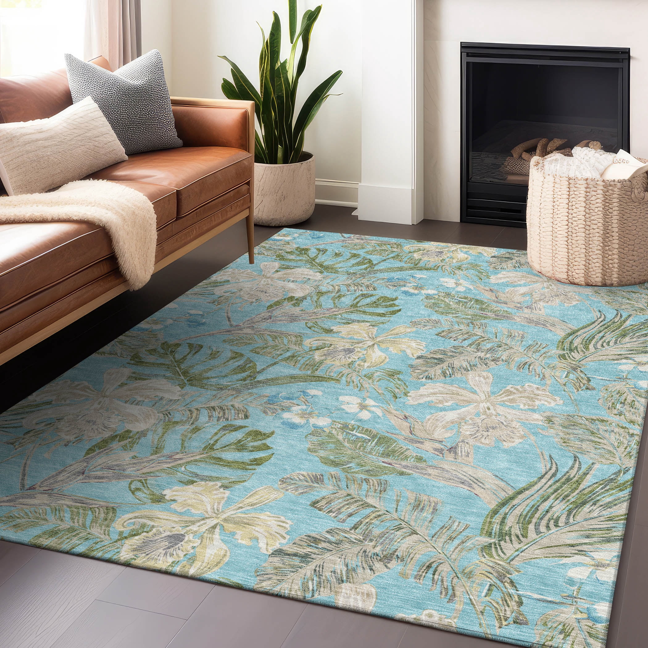 Teal Insect Rug Addison Rugs Chantille Indoor/Outdoor Transitional Floral Teal Washable ...