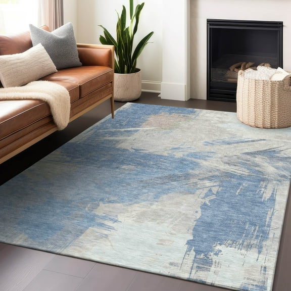 Addison Rugs Chantille Indoor/Outdoor Transitional Modern Denim Washable Rectangle Rug, 10' x 14'