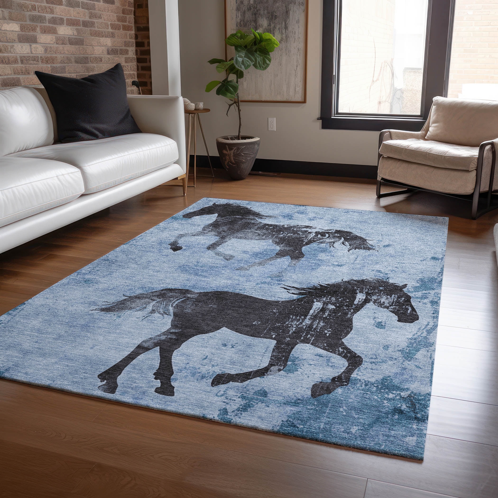Addison Rugs Chantille ACN1717 Denim 5' x 7'6" Indoor/Outdoor, Machine