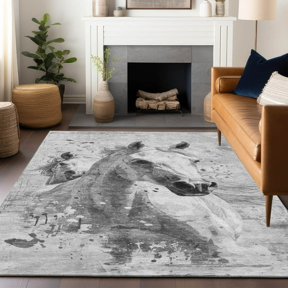 Addison Rugs Chantille Indoor/Outdoor Transitional Animal Gray Washable Rectangle Rug, 10' x 14'