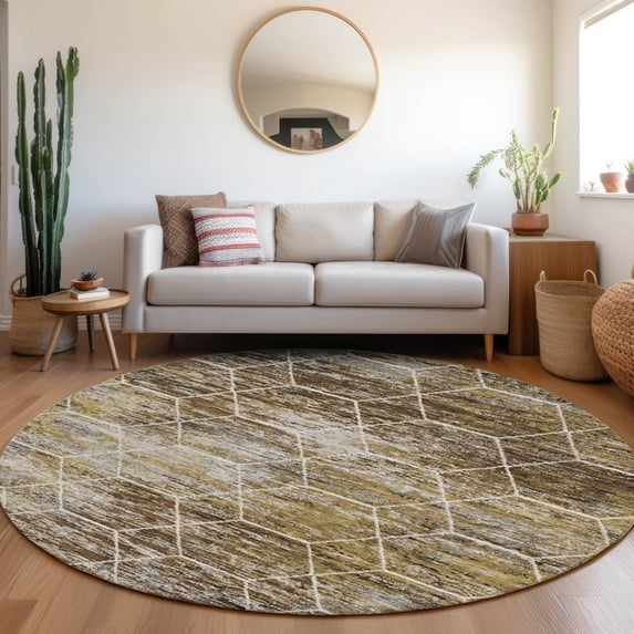Addison Rugs Chantille ACN1724 Brown 8' x 8' Indoor/Outdoor, Machine Washable, Easy Clean, Non Shedding, Bedroom, Living Room, Dining Room, Kitchen, Patio Round Rug