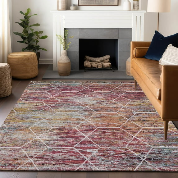 Addison Rugs Chantille ACN1724 Pink 10' x 14' Indoor/Outdoor, Machine Washable, Easy Clean, Non Shedding, Bedroom, Living Room, Dining Room, Kitchen, Patio Rug