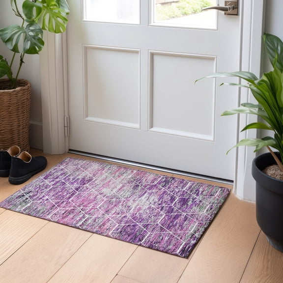 Addison Rugs Chantille ACN1724 Purple 1'8" x 2'6" Indoor/Outdoor, Machine Washable, Easy Clean, Non Shedding, Bedroom, Living Room, Dining Room, Kitchen, Patio Rug