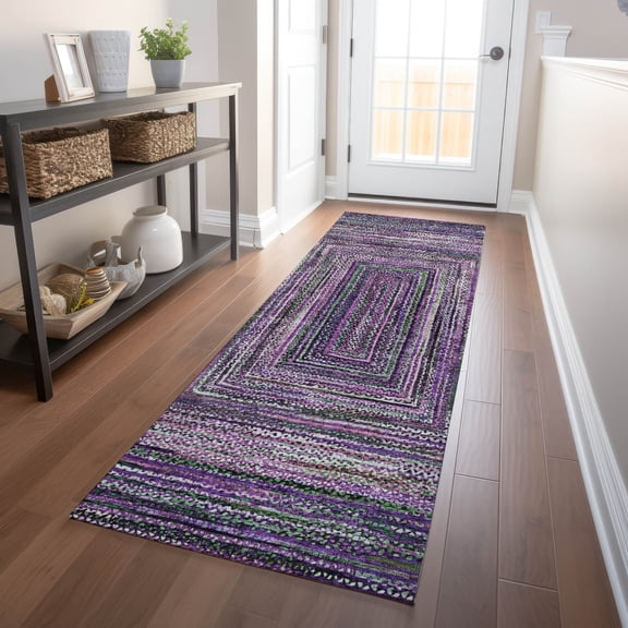 Addison Rugs Chantille ACN1725 Purple 2'3" x 7'6" Indoor/Outdoor, Machine Washable, Easy Clean, Non Shedding, Bedroom, Living Room, Dining Room, Kitchen, Patio Runner Rug