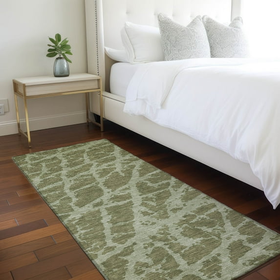 Addison Rugs Chantille Indoor/Outdoor Transitional Organic Olive Washable Runner Rug, 2'3" x 7'6"