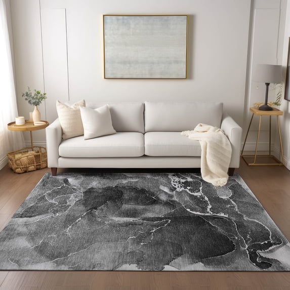 Addison Rugs Chantille Indoor/Outdoor Contemporary Watercolors Gray Washable Rectangle Rug, 3' x 5'