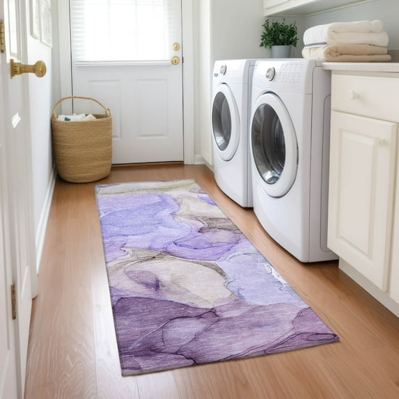 Addison Rugs Chantille Indoor/Outdoor Transitional Watercolors Purple Washable Runner Rug, 2'3" x 7'6"