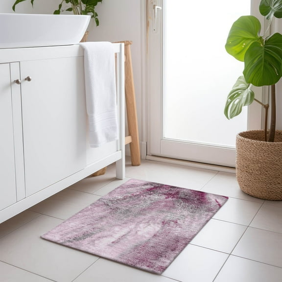 Addison Rugs Chantille Indoor/Outdoor Contemporary Watercolors Pink Washable Rectangle Rug, 1'8" x 2'6"