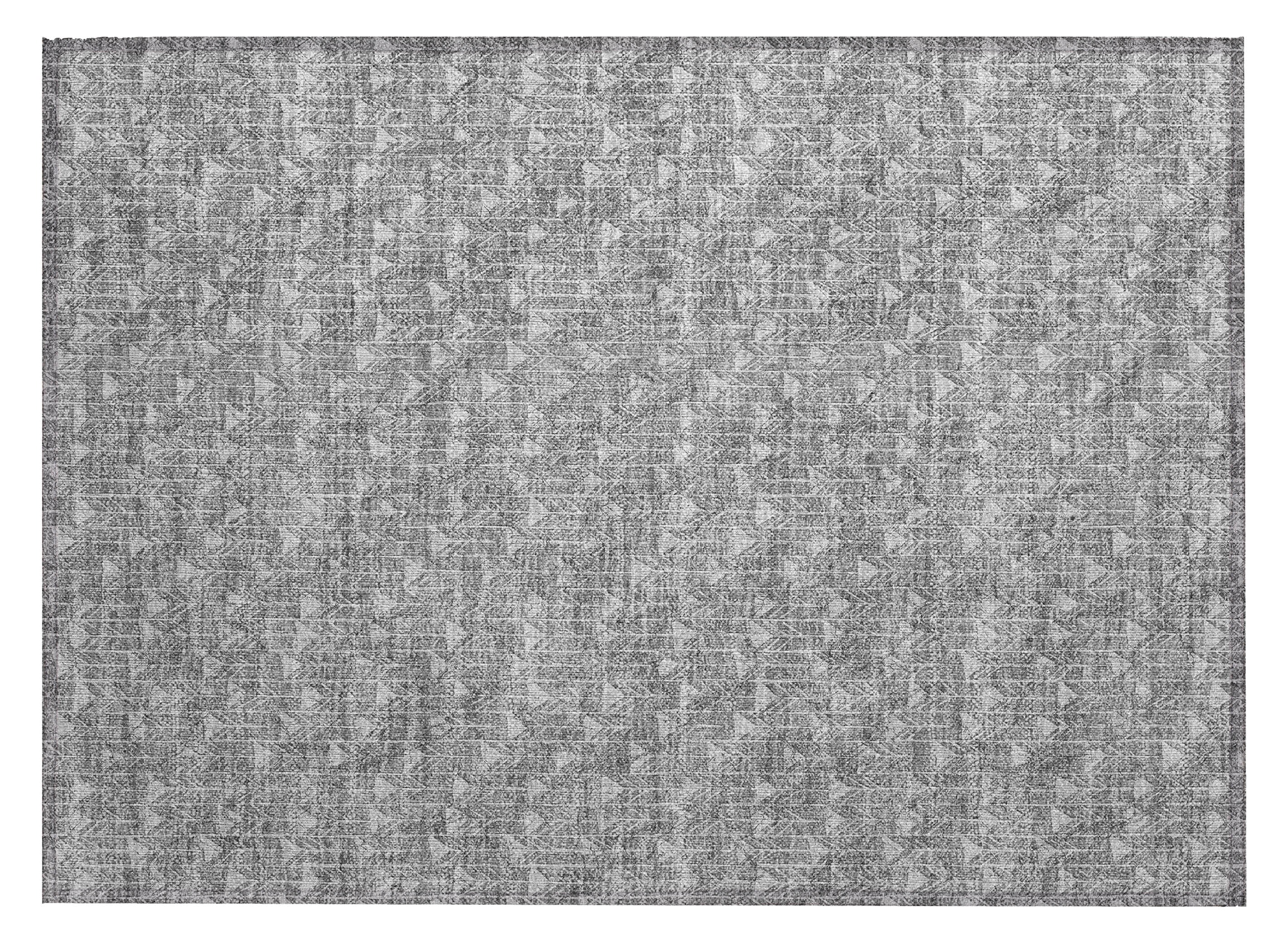 Gray Geometric Machine-Washable Rectangular Area Rug