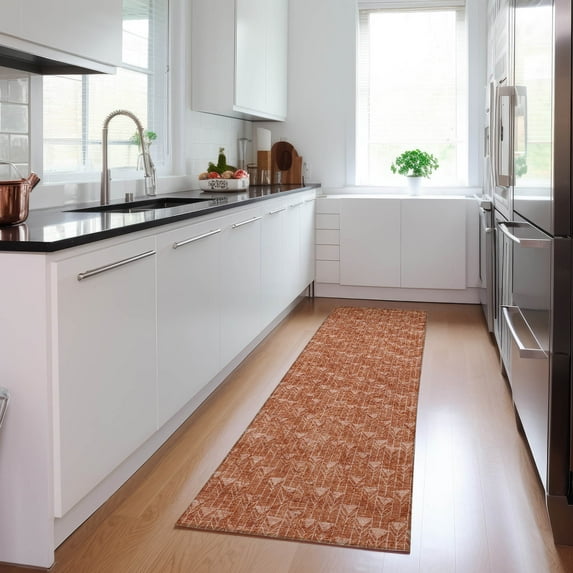 Addison Rugs Chantille Indoor/Outdoor Transitional Arrows Terracotta Washable Runner Rug, 2'3" x 7'6"