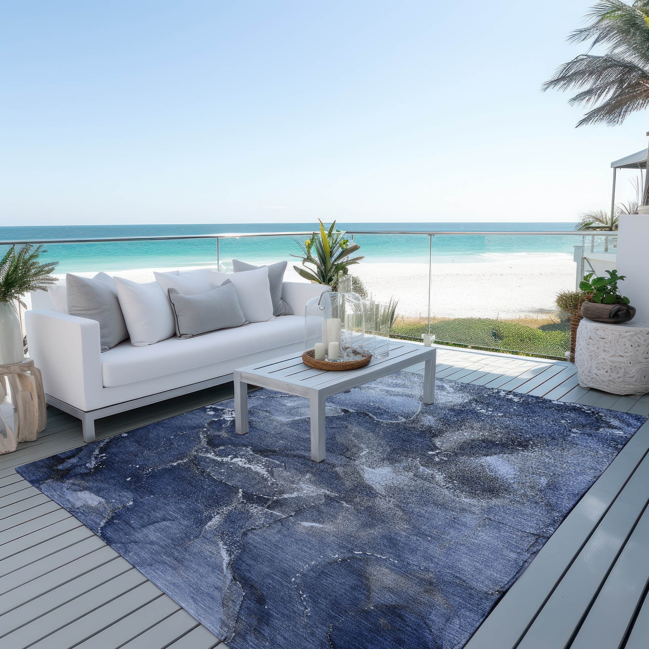 Addison Rugs Chantille ACN518 Navy 10' x 14' Indoor Outdoor Area Rug, Easy Clean, Machine Washable, Non Shedding, Bedroom, Living Room, Dining Room, Kitchen, Patio Rug