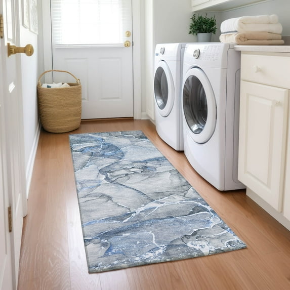 Addison Rugs Chantille Indoor/Outdoor Transitional Watercolors Blue Washable Runner Rug, 2'3" x 7'6"
