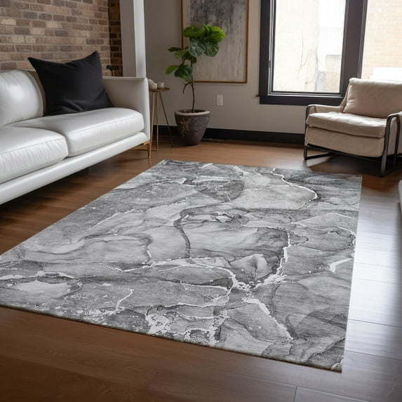 Addison Rugs Chantille Indoor/Outdoor Transitional Watercolors Pewter Washable Rectangle Rug, 2'6" x 3'10"