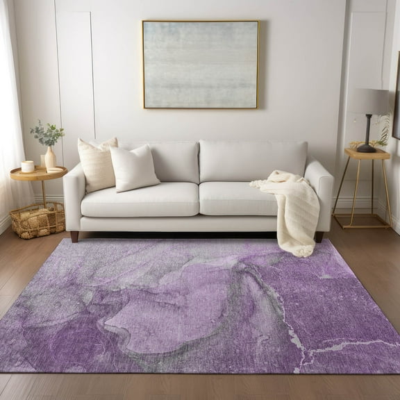 Addison Rugs Chantille Indoor/Outdoor Transitional Watercolors Lilac Washable Rectangle Rug, 5' x 7'6"