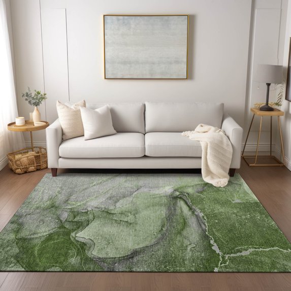 Addison Rugs Chantille Indoor/Outdoor Transitional Watercolors Olive Washable Rectangle Rug, 8' x 10'