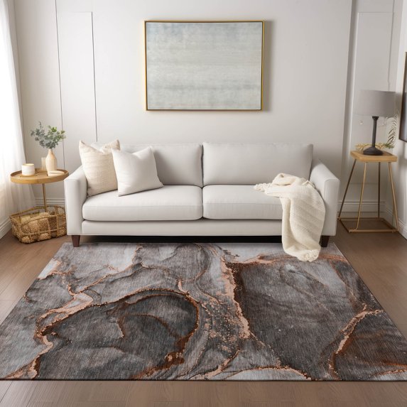 Addison Rugs Chantille Indoor/Outdoor Contemporary Watercolors Peach Washable Rectangle Rug, 3' x 5'