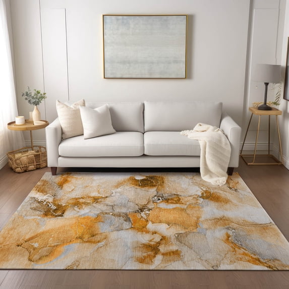Addison Rugs Chantille Indoor/Outdoor Transitional Watercolors Orange Washable Rectangle Rug, 9' x 12'