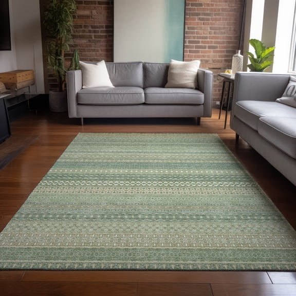 Addison Rugs Chantille Indoor/Outdoor Transitional Stripes Aloe Washable Rectangle Rug, 10' x 14'