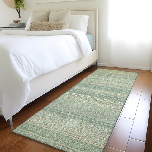 Addison Rugs Chantille Indoor/Outdoor Transitional Stripes Aloe Washable Runner Rug, 2'3" x 7'6"