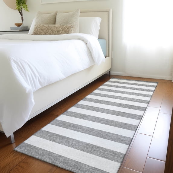 Addison Rugs Chantille Indoor/Outdoor Transitional Stripes Gray Washable Runner Rug, 2'3" x 7'6"