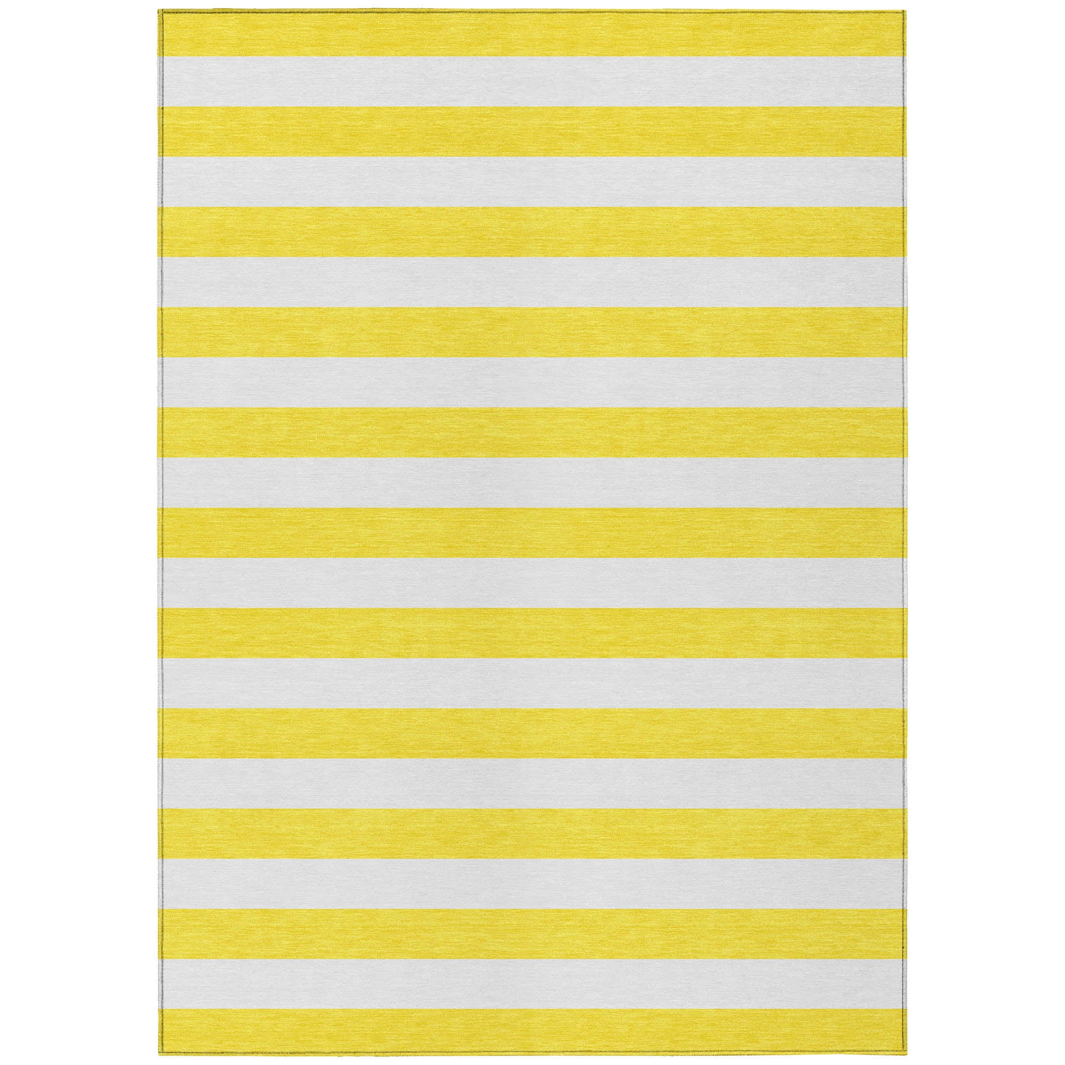 Yellow and White Striped Synthetic Indoor/Outdoor Rug 2'6" x 3'10"
