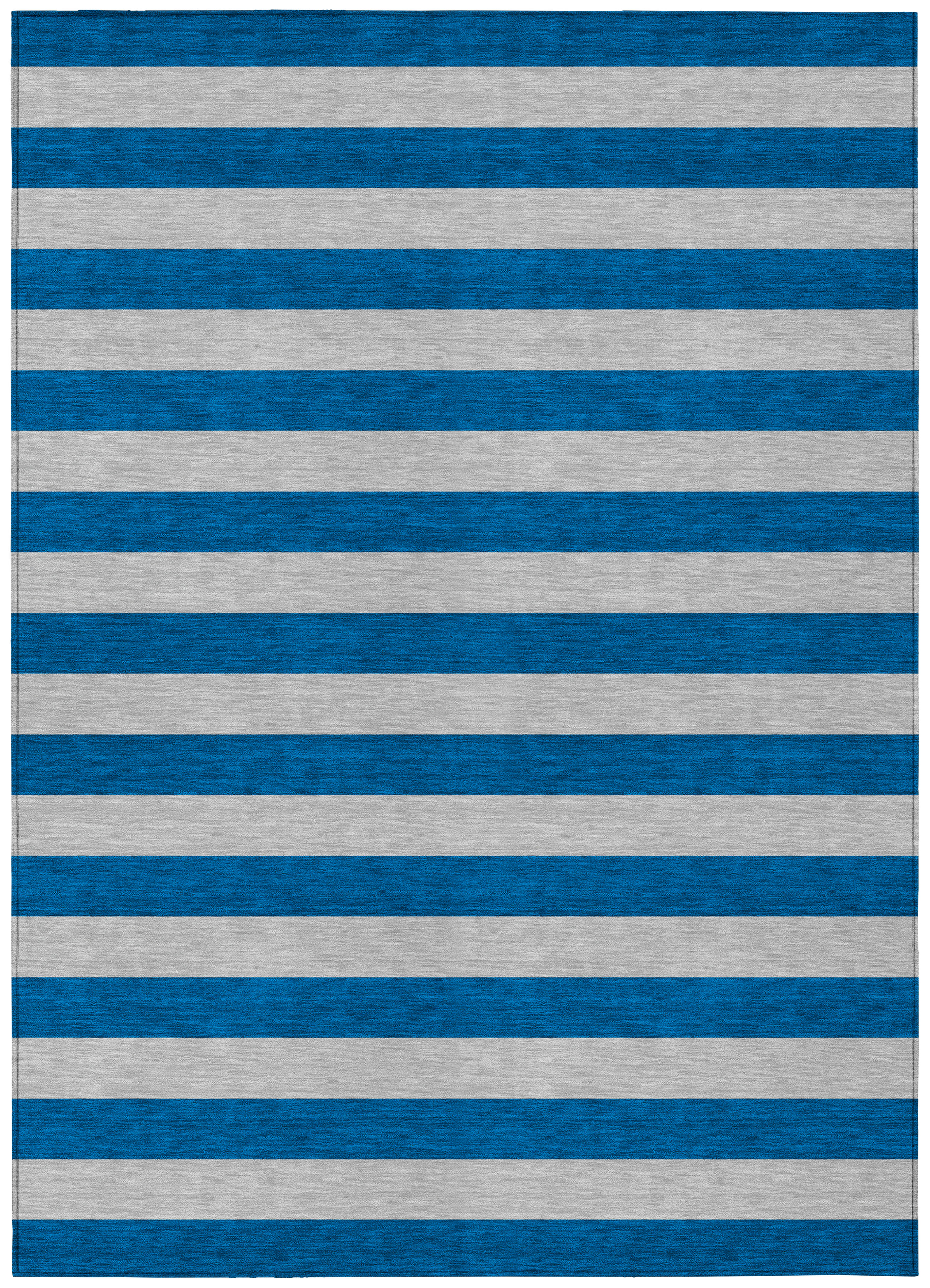 Blue and Gray Striped Synthetic Washable Rug 2'6" x 3'10"