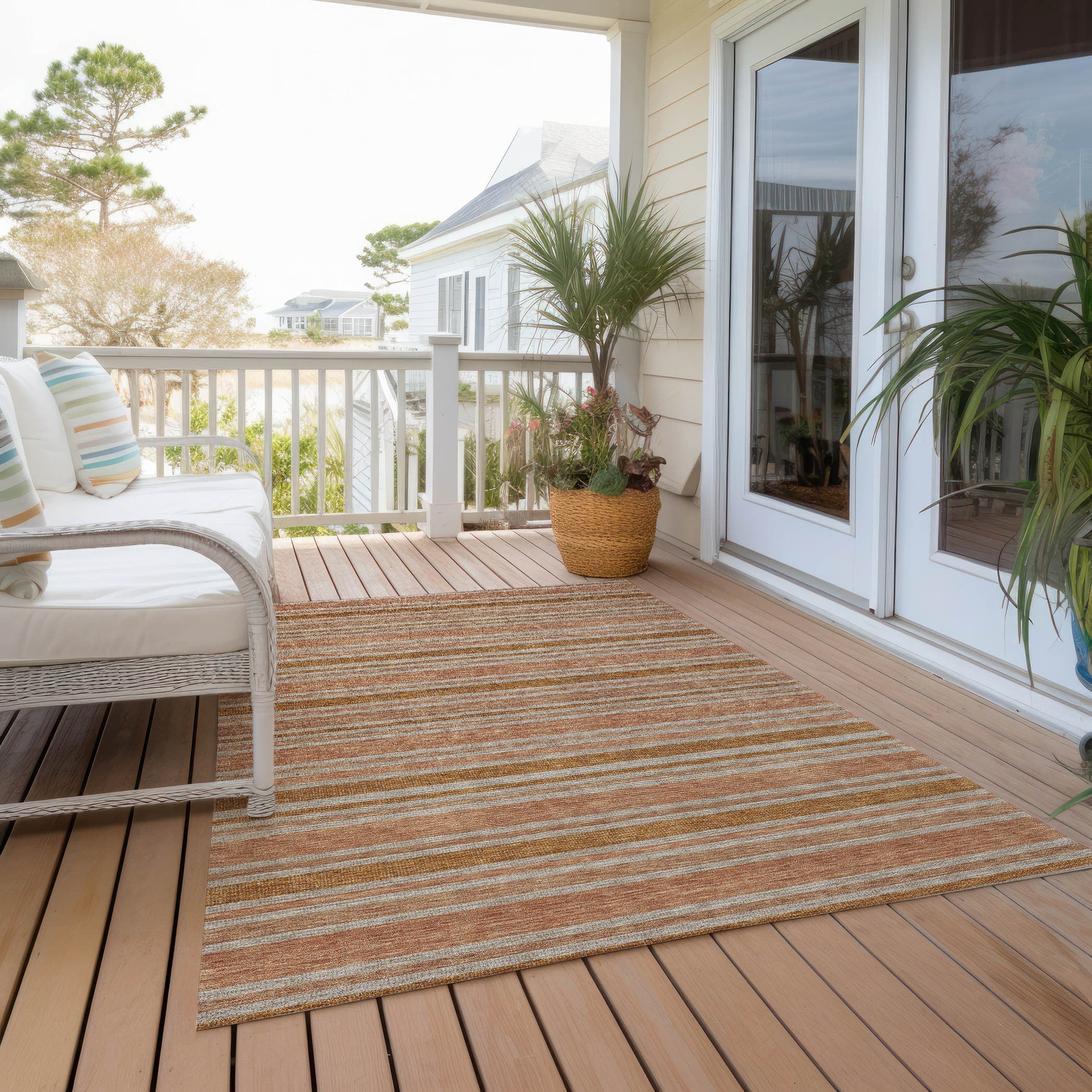 Addison Rugs Machine Washable Indoor/ Outdoor Thin Cabana Stripe Chantille Rug Paprika - 8' x 10'