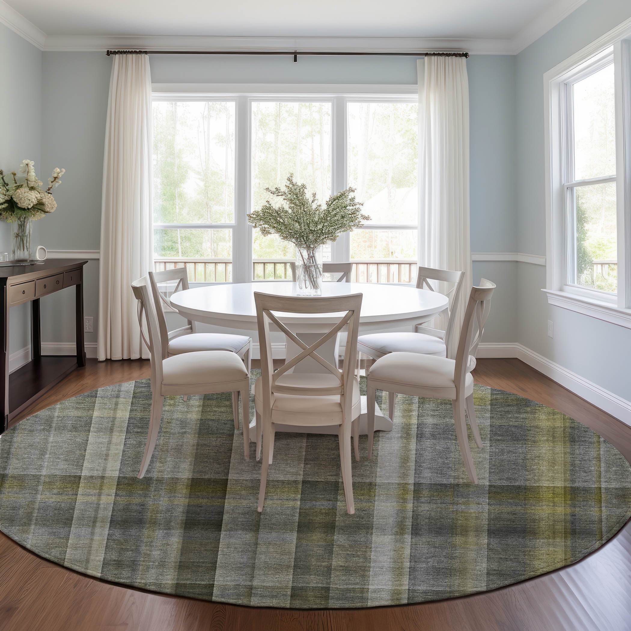 Addison Rugs Chantille Indoor/Outdoor Transitional Plaid Gray Washable ...