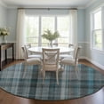 thumbnail image 1 of Addison Rugs Chantille Indoor/Outdoor Transitional Plaid Teal Washable Round Rug, 8' x 8', 1 of 6