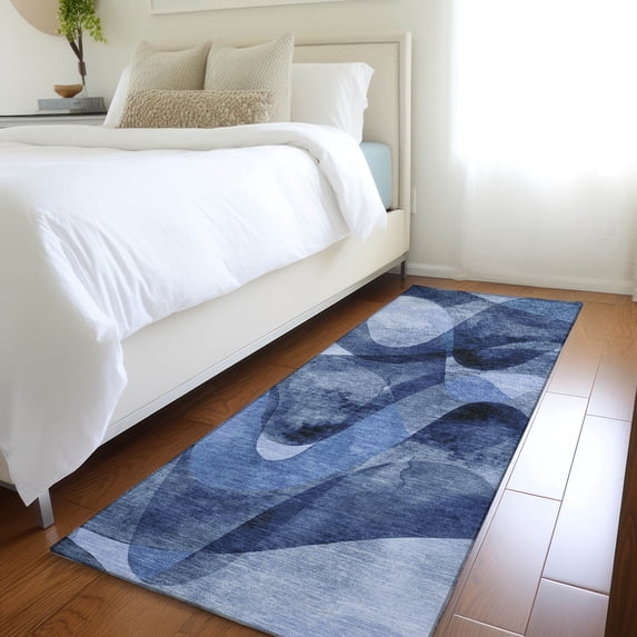 Addison Rugs Chantille Indoor/Outdoor Contemporary Abstract Navy Washable Runner Rug, 2'3" x 7'6"