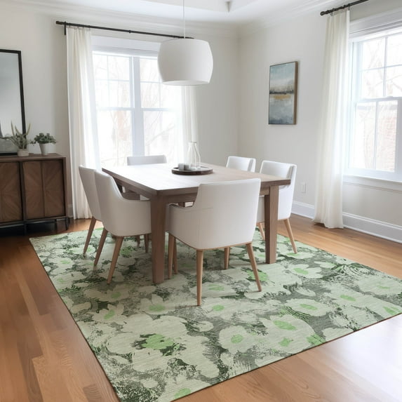 Addison Rugs Chantille Indoor/Outdoor Transitional Floral Aloe Washable Rectangle Rug, 10' x 14'