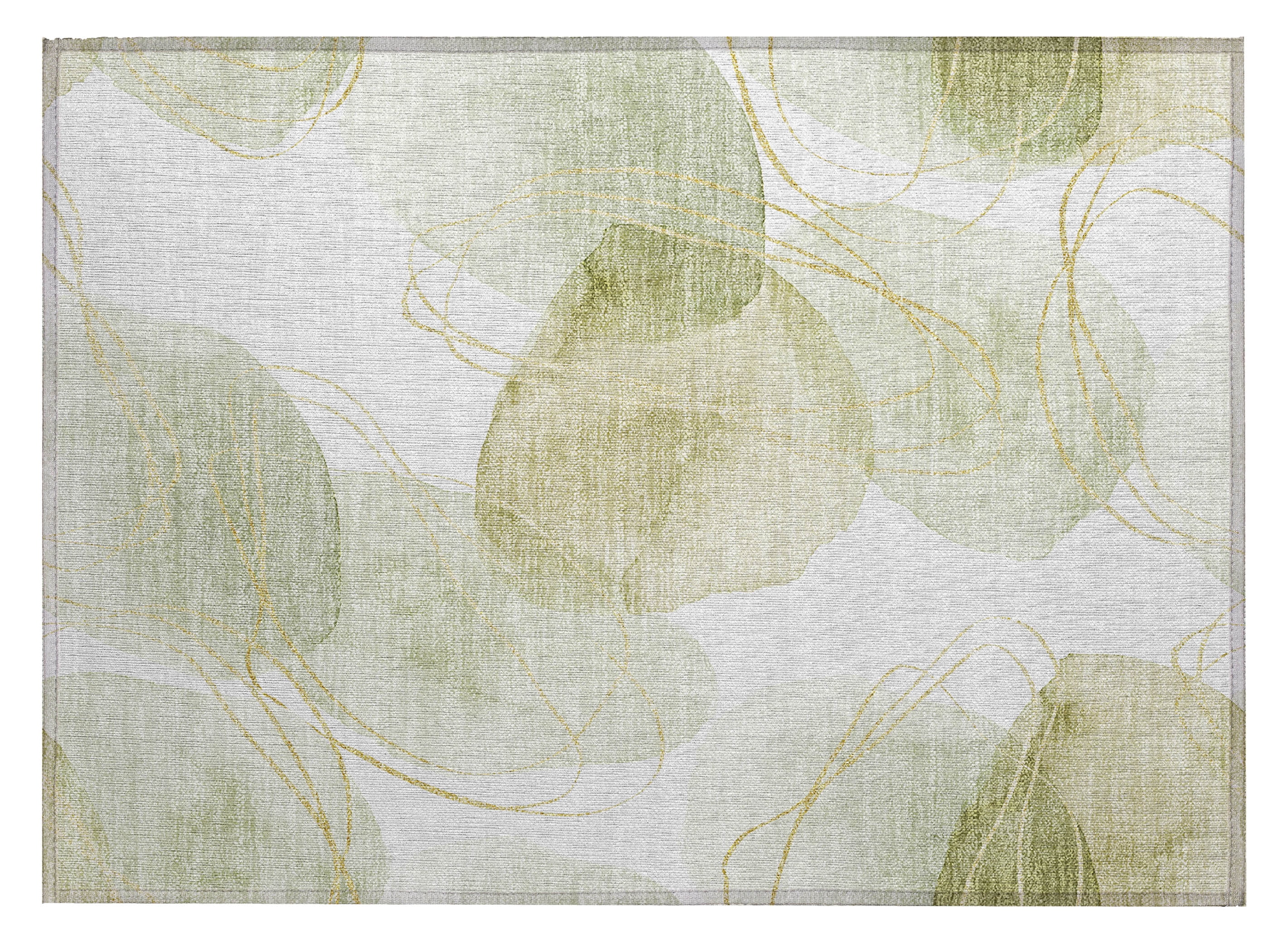Green and Beige Flat Woven Synthetic Rectangular Rug