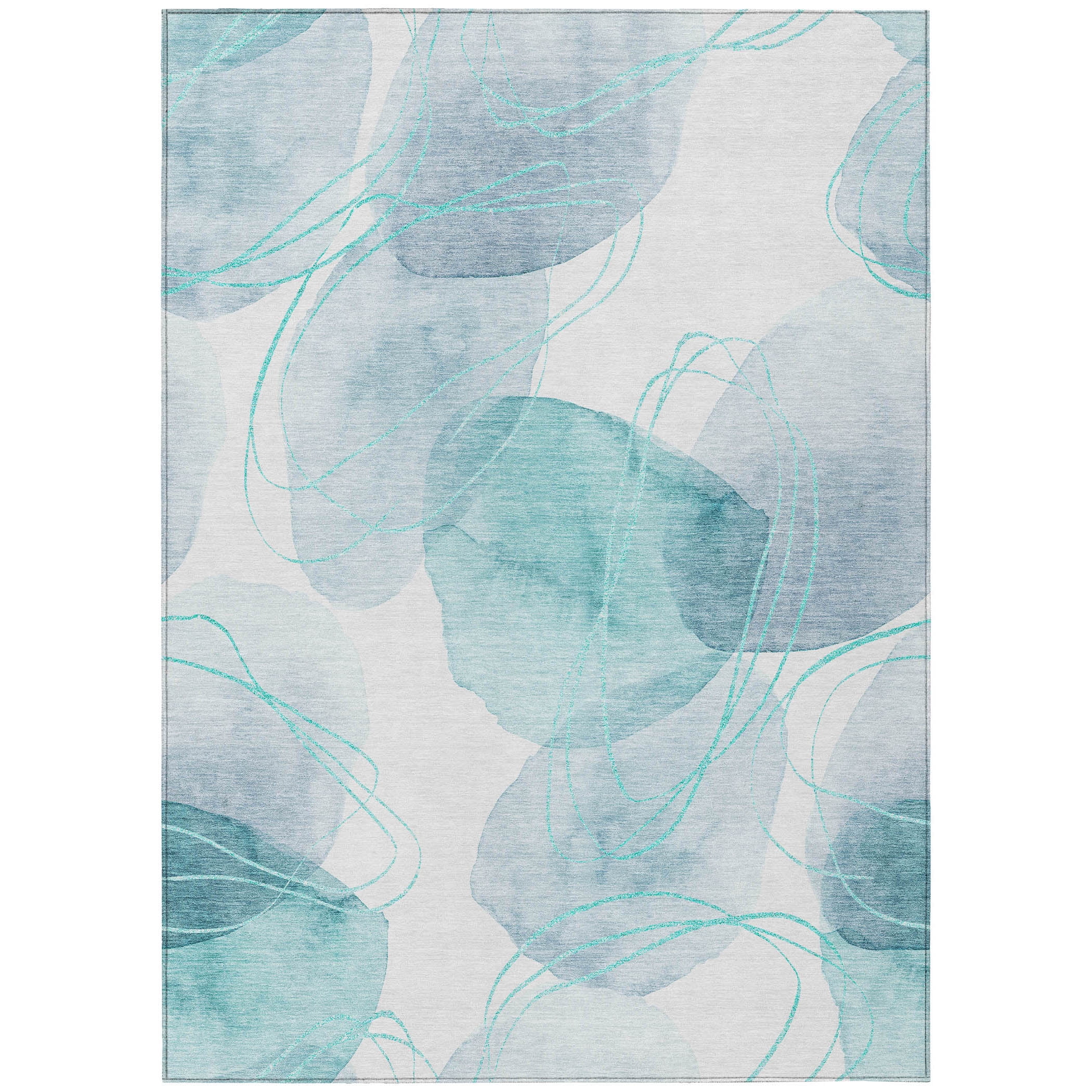 Addison Rugs Machine Washable Indoor/ Outdoor Modern Circles Chantille Rug Teal - 2'6" x 3'10"