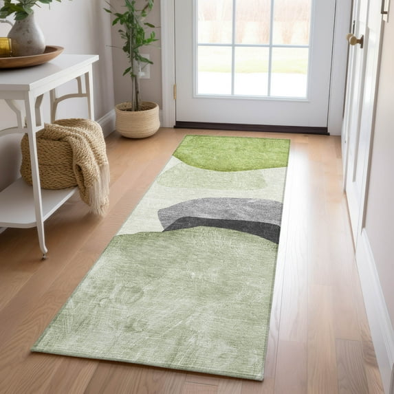Addison Rugs Chantille Indoor/Outdoor Transitional Organic Green Washable Runner Rug, 2'3" x 7'6"