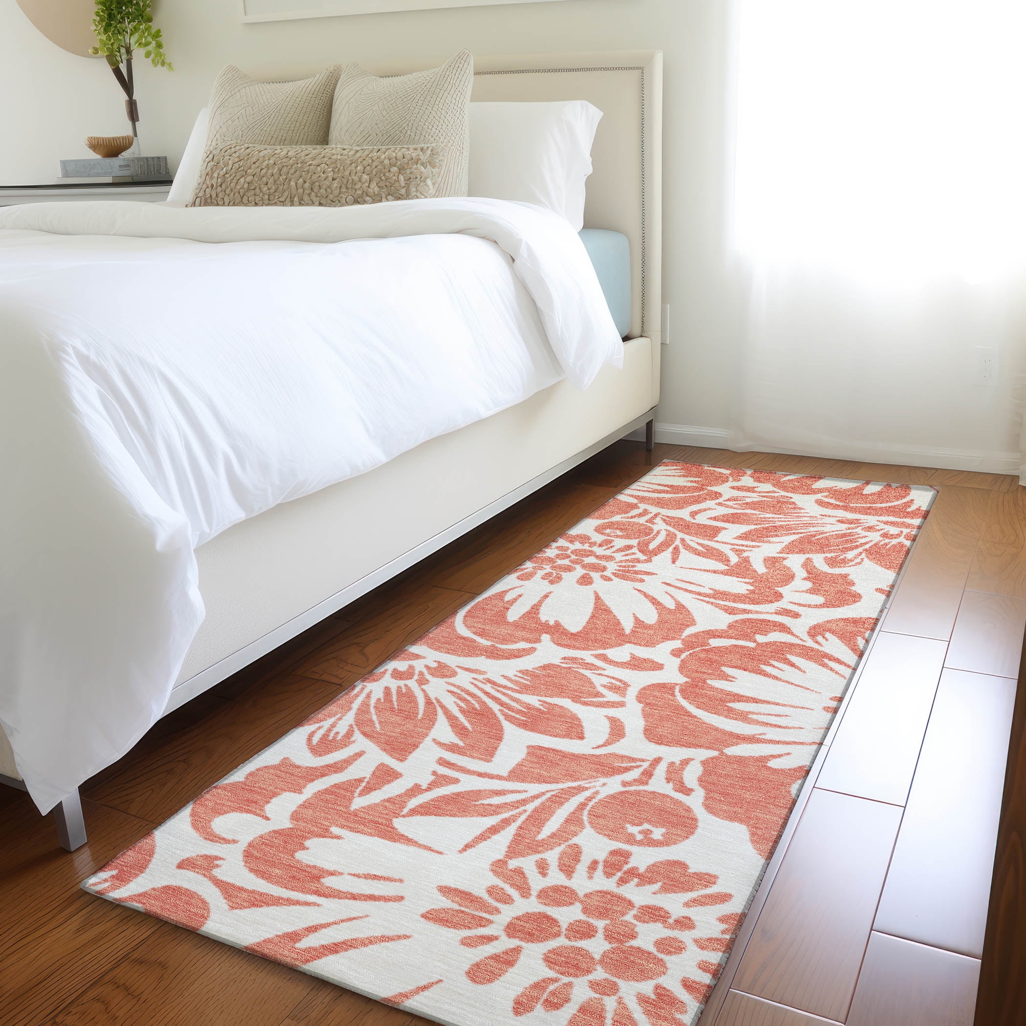 Addison Rugs Chantille Indoor/Outdoor Transitional Floral Salmon ...