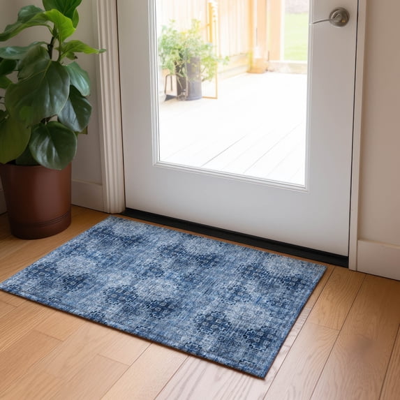 Addison Rugs Chantille Indoor/Outdoor Transitional Organic Navy Washable Rectangle Rug, 1'8" x 2'6"