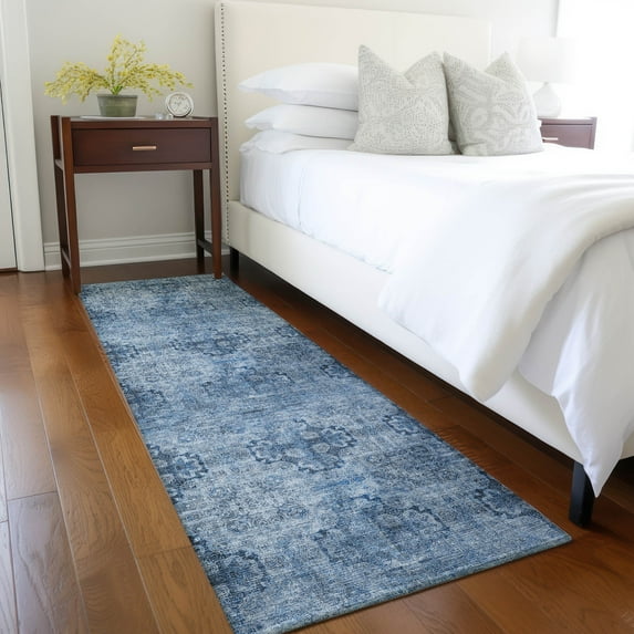 Addison Rugs Chantille Indoor/Outdoor Transitional Organic Navy Washable Runner Rug, 2'3" x 7'6"