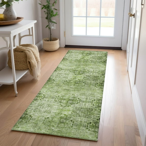 Addison Rugs Chantille Indoor/Outdoor Transitional Organic Olive Washable Runner Rug, 2'3" x 7'6"