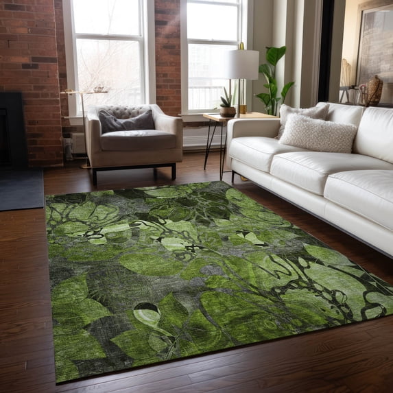 Addison Rugs Chantille Indoor/Outdoor Transitional Floral Fern Washable Rectangle Rug, 5' x 7'6"