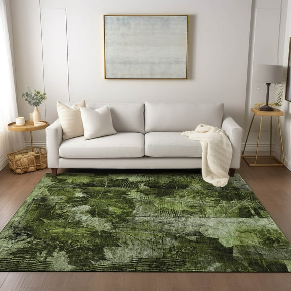 Addison Rugs Chantille Indoor/Outdoor Transitional Floral Green Washable Rectangle Rug, 5' x 7'6"