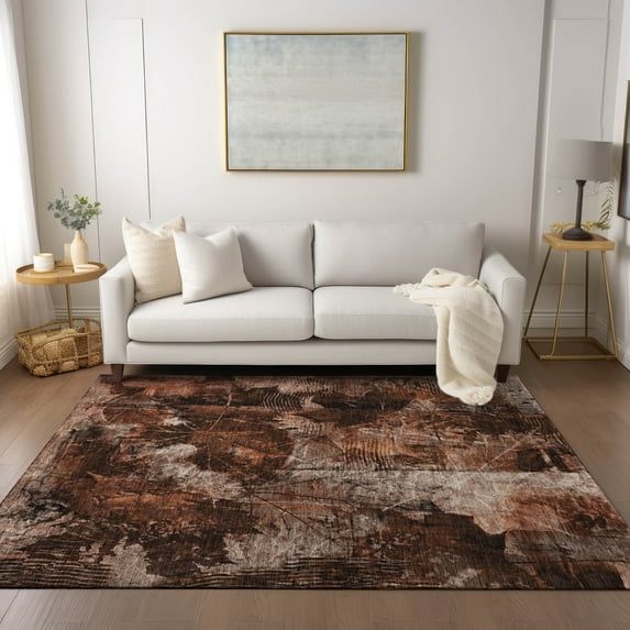 Addison Rugs Chantille Indoor/Outdoor Transitional Floral Paprika Washable Rectangle Rug, 3' x 5'
