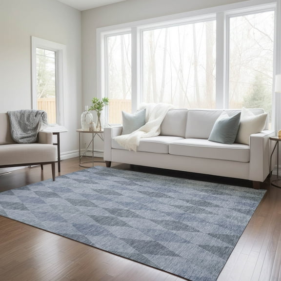 Addison Rugs Chantille Indoor/Outdoor Transitional Geometric Denim Washable Rectangle Rug, 2'6" x 3'10"