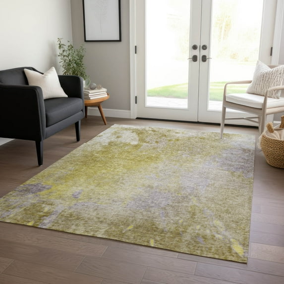 Addison Rugs Chantille Indoor/Outdoor Transitional Abstract Gold Washable Rectangle Rug, 5' x 7'6"